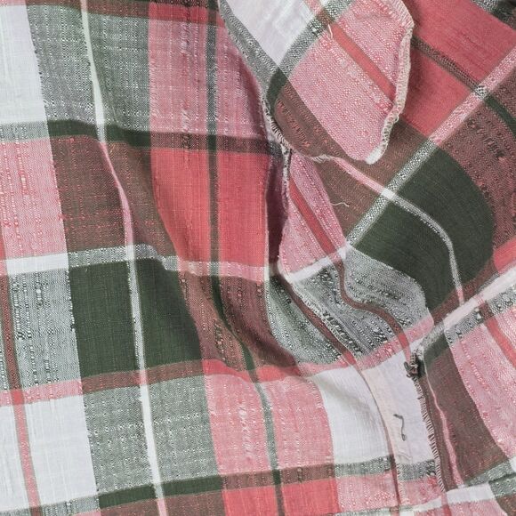 Plaid Crop Jacket Lemon Grass 14 Pink Green 100% Cotton Retro Zip Fall Vintage - Picture 8 of 11